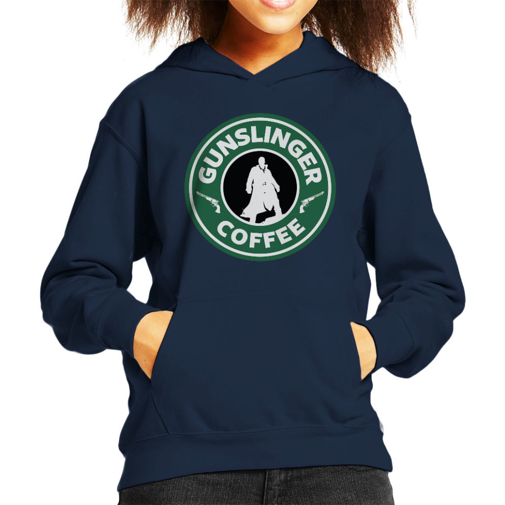 (X-Large (12-13 Yrs), Navy Blue) Gunslinger Starbucks Coffee Dark Tower Kid's Hooded Sweatshirt