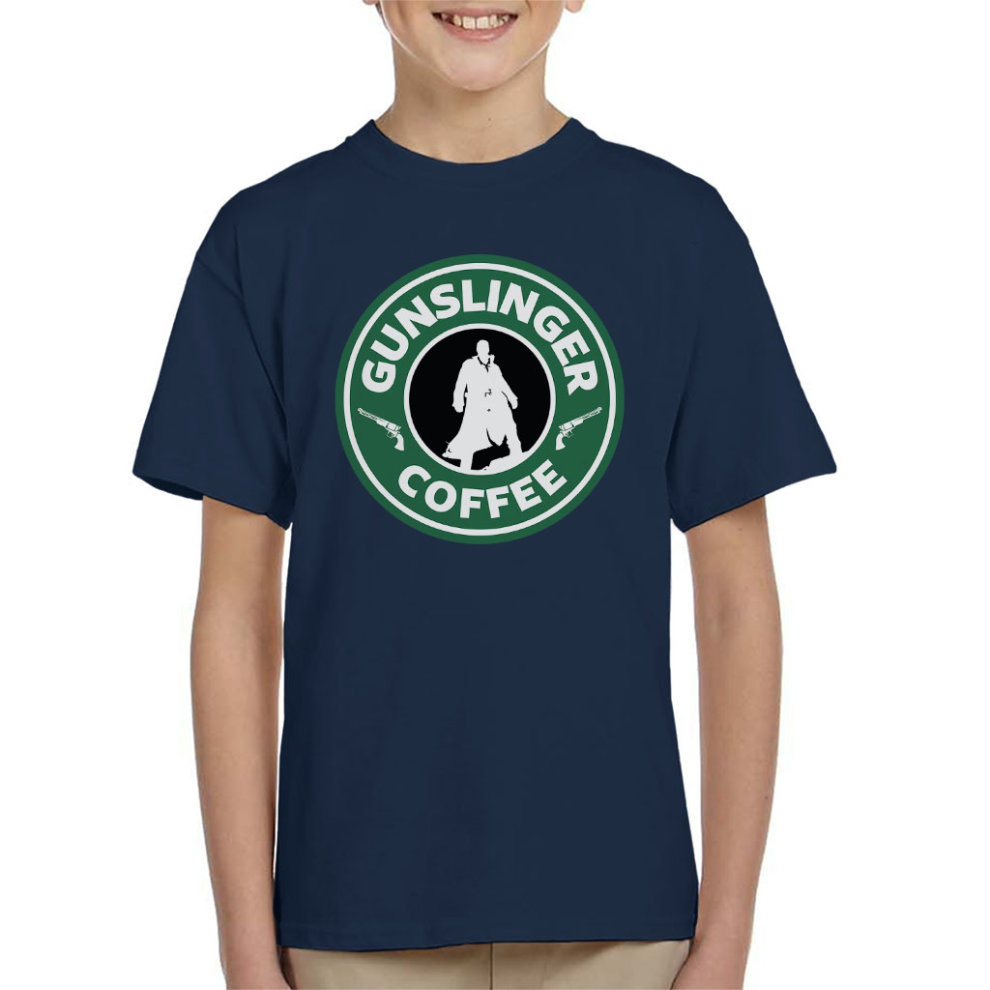 (X-Large (12-13 Yrs), Navy Blue) Gunslinger Starbucks Coffee Dark Tower Kid's T-Shirt