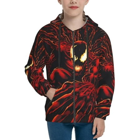 Venom 17 Boys/Girls/Teens 3D Digital Print Full Zip Unisex Hooded Sweatshirt Long Sleeve Casual Drawstring Pullover Novelty Hoodies with Pocket X-Larg