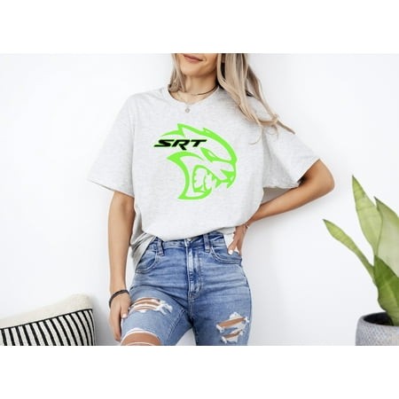 The Unisex Soft-style T-shirt  100% Cotton  Awesome Srt Hell Cat Dodge Shirt Green Men Gift Black Unisex T-Shirt up to 4XL