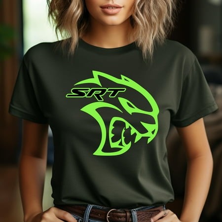 The Unisex Soft-style T-shirt  100% Cotton  Awesome Srt Hell Cat Dodge Shirt Green Men Gift Black Unisex T-Shirt up to 4XL