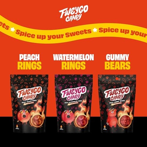 Fweygo Chamoy Candy Peach Rings, Authentic Mexican Candy, TikTok Candy, Chamoy Gummy Candy, Tajin Candy with a Perfect Balance of Sweet & Spicy, 5 Oz thumbnail