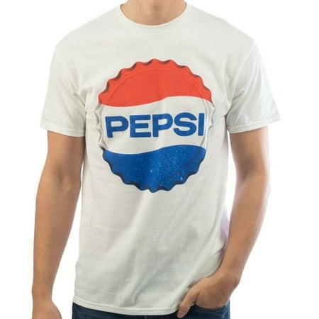 Pepsi Cola Shirt Bottle Cap Soda Pop Graphic White Men S Size Large-XL