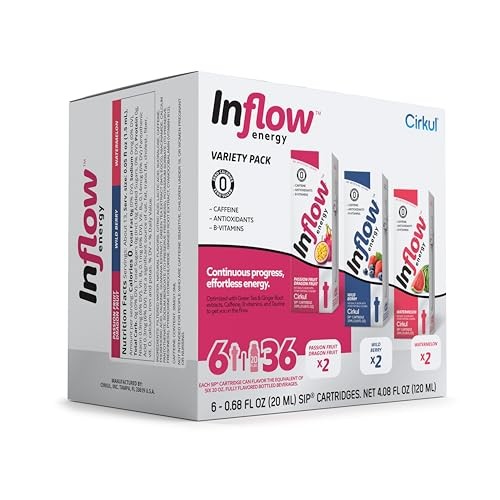 Cirkul Inflow Energy Flavor Cartridge Variety Pack  Drink Mix  6-Pack (2 Passion Fruit Dragon Fruit  2 Wild Berry  & 2 Watermelon) thumbnail