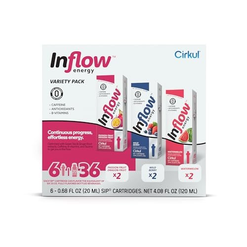 Cirkul Inflow Energy Flavor Cartridge Variety Pack  Drink Mix  6-Pack (2 Passion Fruit Dragon Fruit  2 Wild Berry  & 2 Watermelon) thumbnail
