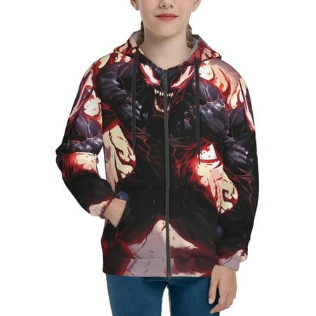 Venom 6 Boys/Girls/Teens 3D Digital Print Full Zip Unisex Hooded Sweatshirt Long Sleeve Casual Drawstring Pullover Novelty Hoodies with Pocket X-Large