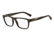 Emporio Armani Men's EA3080 5509 53 Matte Brown Square Plastic Eyeglasses
