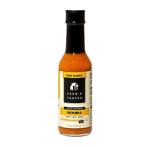 Herb'n Pantry Bomba Hot Sauce, 5 Fl. Oz.  Fruity, Salty & Bright  Italian Calabrese Flavor, Calabrian Chili Sauce, Pair with Meals & Snacks, Street Fo
