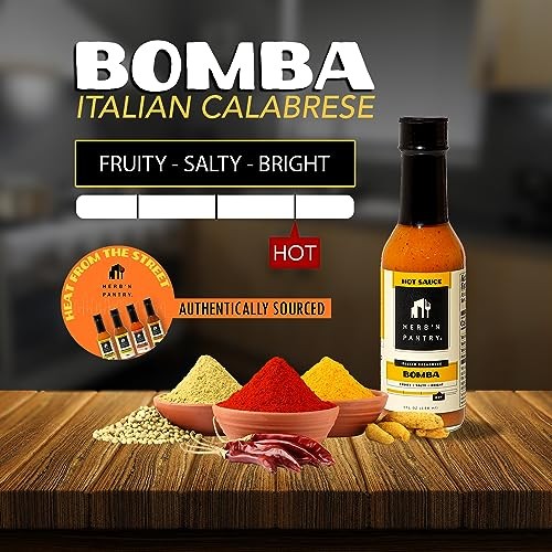 Herb'n Pantry Bomba Hot Sauce, 5 Fl. Oz.  Fruity, Salty & Bright  Italian Calabrese Flavor, Calabrian Chili Sauce, Pair with Meals & Snacks, Street Fo thumbnail