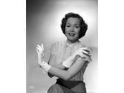 Jane Wyman Portrait in White Short Sleeve Silk Dress and Linen Tweed Skirt with Arms Crossed with Gloves Photo Print (8 X 10)