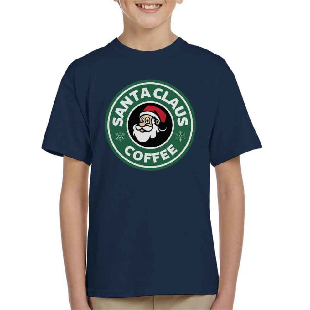 (X-Large (12-13 Yrs)) Christmas Santa Claus Coffee Starbucks Logo Kid's T-Shirt