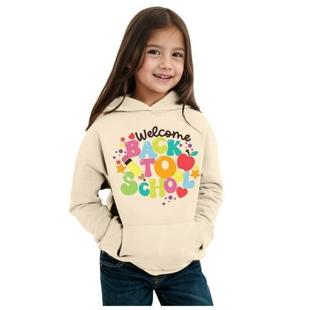 Long Sleeve Shirts for Girls Size 16 Kids Boys Girls Autumn WInter School Season Kindergarten Letter Printed Long Sleeve Hoodie Warm and Soft Tops Chi