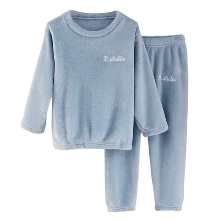 Kids Buffalo Plaid Pajamas Girls Size 8 Clothes Girls Fleece Pajamas Boys Soft Cozy Pullover Sweatshirt Pants Set for Kids Blue 5-6 Years