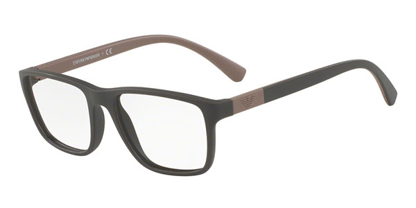 Emporio Armani Men's EA3091 5509 55 Rectangle Plastic Brown Clear Eyeglasses