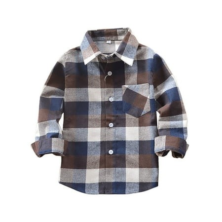 Zizocwa Baby Girls Boys Long Sleeve Shirt Jackets Kids Buffalo Plaid Button Down Shirts Casual Lightweight Toddler Shacket with Pockets Blue 5-6 Years