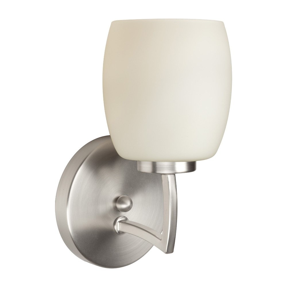 5588-01-55-Forte Lighting-9.75 Inch One Light Wall Sconce  Brushed Nickel Finish with White Glass
