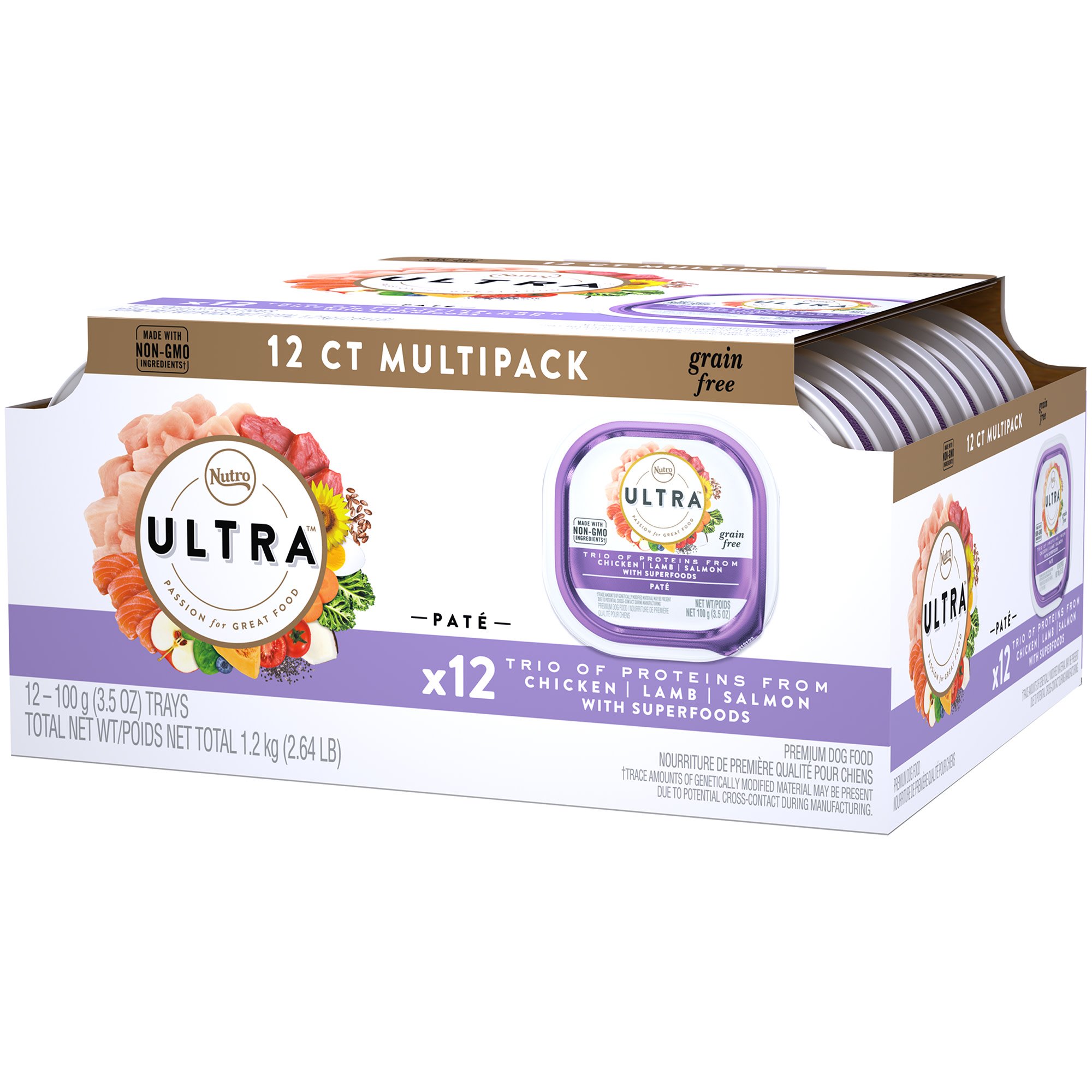 Nutro Ultra Adult Pate Trio of Proteins Chicken  Lamb & Whitefish Wet Dog Food  (24) 3.5 Oz Trays thumbnail