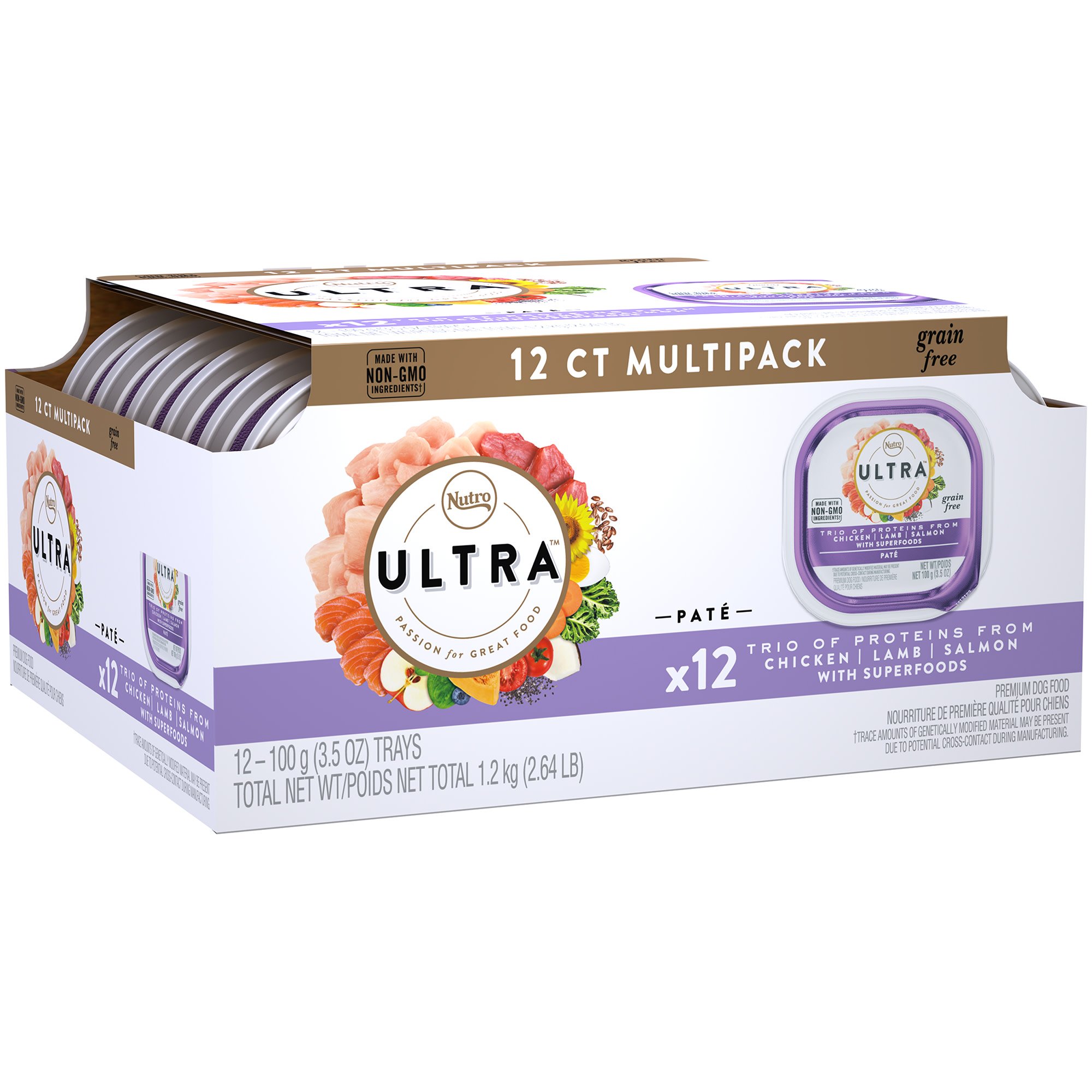 Nutro Ultra Adult Pate Trio of Proteins Chicken  Lamb & Whitefish Wet Dog Food  (24) 3.5 Oz Trays thumbnail