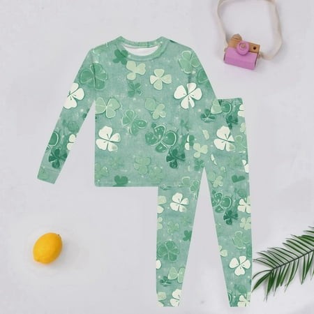 ITNHFP Valentines Day Outfit Toddler Girl Children S Long Sleeve St. Patrick S Day Cartoon Print Homewear Top Pants Suit Casual Wear 2289