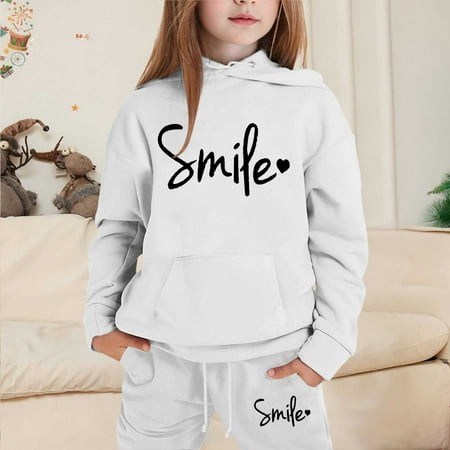 ITNHFP Valentines Baby Girl Outfit Child Toddler Boys Girls Long Sleeve Solid Warm Hoodie Pullover Tops Pants Kids Outfits Sweat Suit 3443