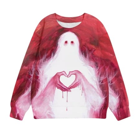 DOSUKRAI 2024 Kids Sweatshirt Halloween Horror Ghost Heart Graphic Fall Winter Comfy Casual Round Neck Pullovers Long Sleeve Outwears for 1-12 Years F