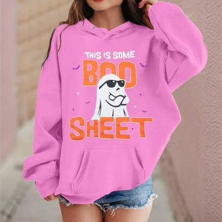 Fall Dresses for Women 2024 Baby Sweater Pink Fashion Halloween Ghost Print Boy Hoodie Boys Clothes 160 Hoodie