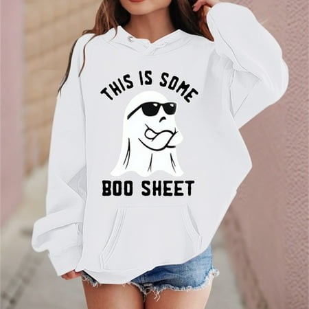 Fall Clothes for Women 2024 Kids+clothes White Winter Halloween Ghost Print Boy Hoodies Hoodies for Teens Girls 110 Hoodie