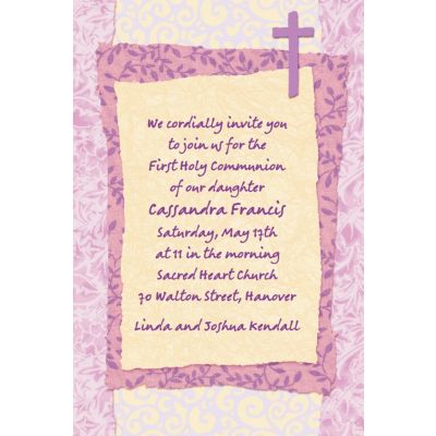 Custom Pink Cross Collage Invitations