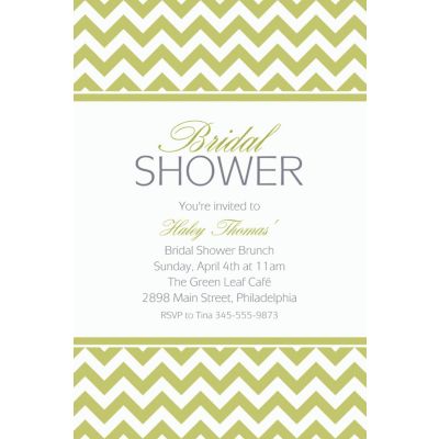 Custom Leaf Green Chevron Invitations