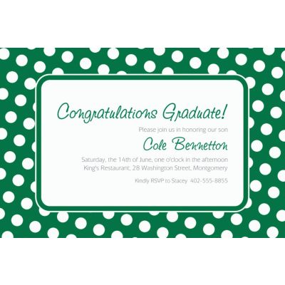 Custom Festive Green Polka Dot Invitations