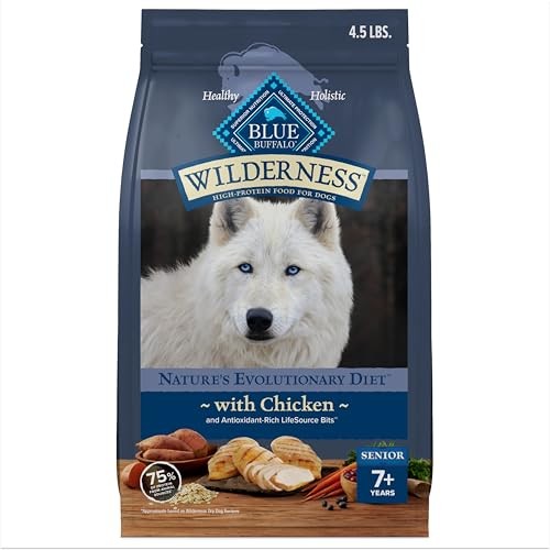 Blue Buffalo Wilderness High Protein Senior Dry Dog Food  Chicken  4.5lb Bag