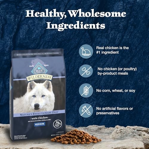 Blue Buffalo Wilderness High Protein Senior Dry Dog Food  Chicken  4.5lb Bag thumbnail