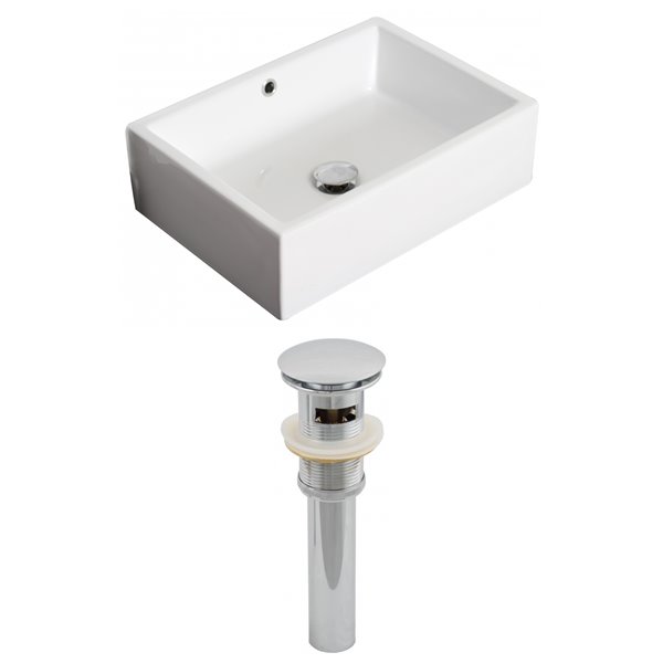 20-in. W Above Counter White Vessel Set for Deck Mount Drilling - American Imaginations AI-14838