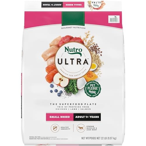 Nutro Ultra Adult Small Breed Dry Dog Food  Chicken  Lamb and Salmon Protein Trio  22 Lb Bag