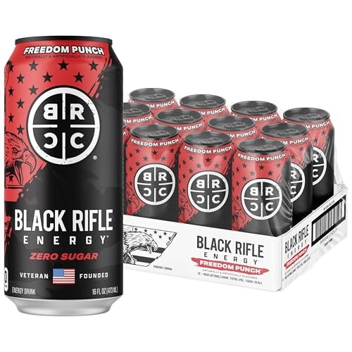 Black Rifle Energy Freedom Punch Zero Sugar Energy Drink, 200mg Caffeine, 16 Fl Oz Can (Pack of 12)