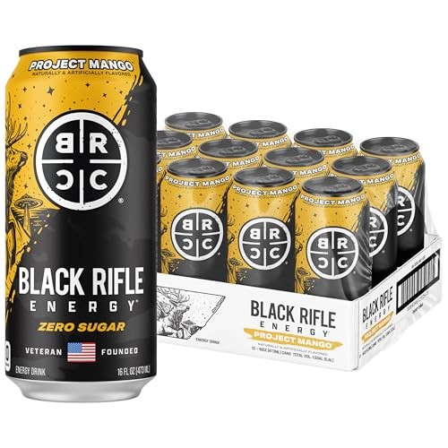Black Rifle Energy Project Mango Zero Sugar Energy Drink, 200mg Caffeine, 16 Fl Oz Can (Pack of 12)