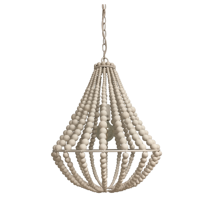 Lumirama Luminaire Suspendu Perlina, Billes En Bois, Fini Blanc 3443-01-WHT - Rona