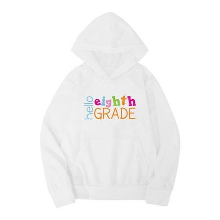 Toraway Girls Jacket No Hood Size 16 Kids Boys Girls Autumn WInter School Eighth Grade Letter Printed Long Sleeve Hoodie Warm and Comfortable Tops Chi