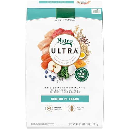Nutro Ultra Senior Dry Dog Food with a Trio of Proteins from Chicken  Lamb and Salmon  24 Lb Bag