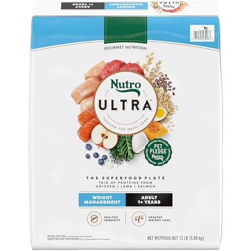 Nutro Ultra Adult Weight Management Dry Dog Food  Chicken  Lamb and Salmon Protein Trio  13 Lb Bag