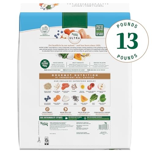 Nutro Ultra Adult Weight Management Dry Dog Food  Chicken  Lamb and Salmon Protein Trio  13 Lb Bag thumbnail