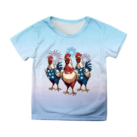 TSADFHJI Girls Shirts Size 10 Long Sleeve Shirts for Girls Size 14-16 Shirts for Teen Kids Boys Girls Short Sleeve Independence Day Prints T Shirt Chi
