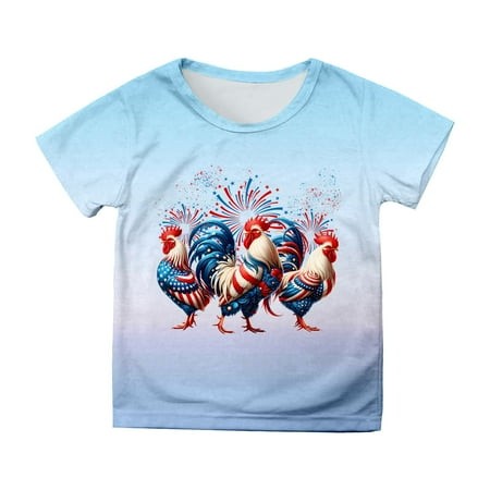 TSADFHJI Shirts for Girls 14-16 Trendy Christmas Girls Tops Size 8-10 Shirts for Teen Kids Boys Girls Short Sleeve Independence Day Prints T Shirt Chi