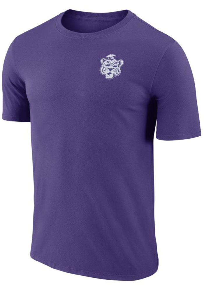 Nike LSU Tigers Purple Crew Stadium Short Sleeve T Shirt, Purple, 65% COTTON / 35% POLYESTER, Size 2XL