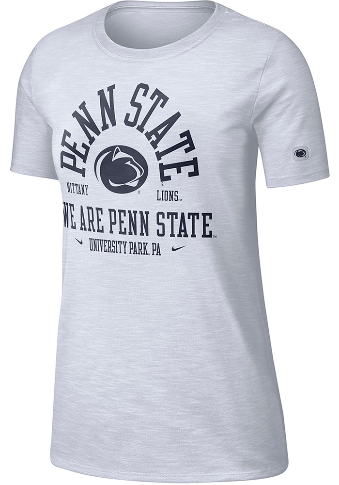 Nike Penn State Nittany Lions Womens White Dri-FIT Slub Crew Neck Short Sleeve T-Shirt, White, 65% COTTON / 35% POLYESTER, Size M