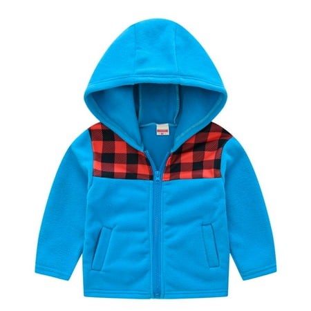 Ovbmpzd Jackets for Boys Blue Full Zip Fleece Buffalo Winter Outerwear Coats with Hood Boys Coats Clearance 6-7 Years