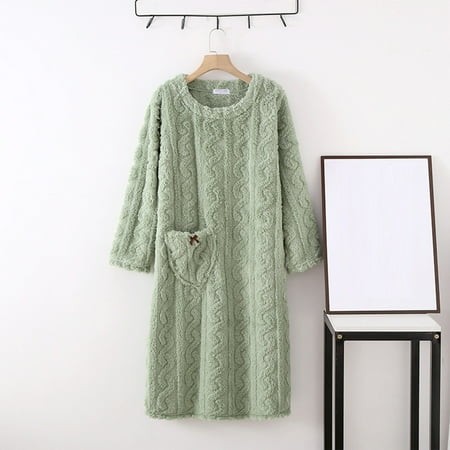 Ganfancp Dresses for Women a-Line Crew Neck Long Sleeve Beach Dresses Sun Dress Regular Fit Cotton Loose Solid for Party Mint Green M Clearance Items