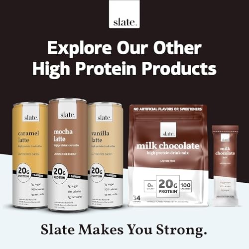 Slate Milk - High Protein Iced Coffee - Sweet Cream Latte - 175mg Caffeine, Lactose Free Energy - 20g Protein, 1g Sugar, 100 Calories, 1g Net Carbs, N thumbnail