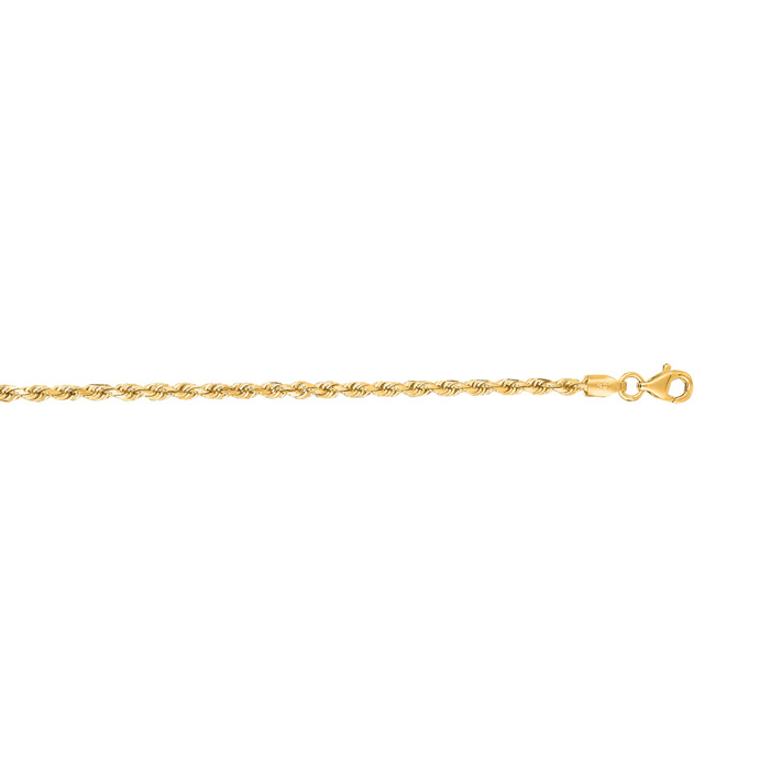 14K Yellow Gold (5.90 G) 2.50mm 16 Inch Solid Diamond Cut Rope Chain Necklace by SuperJeweler