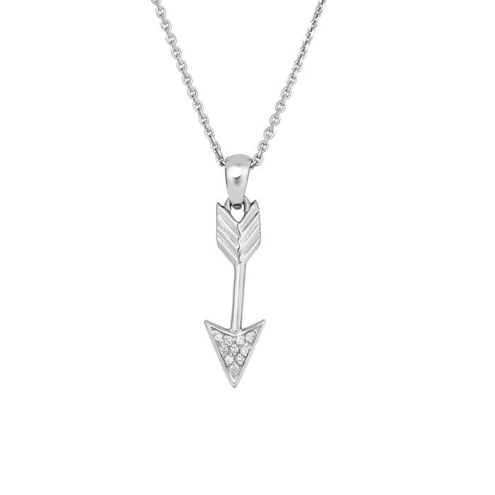 Sterling Silver Cubic Zirconia Dangling Arrow Necklace, 18 Inches by SuperJeweler